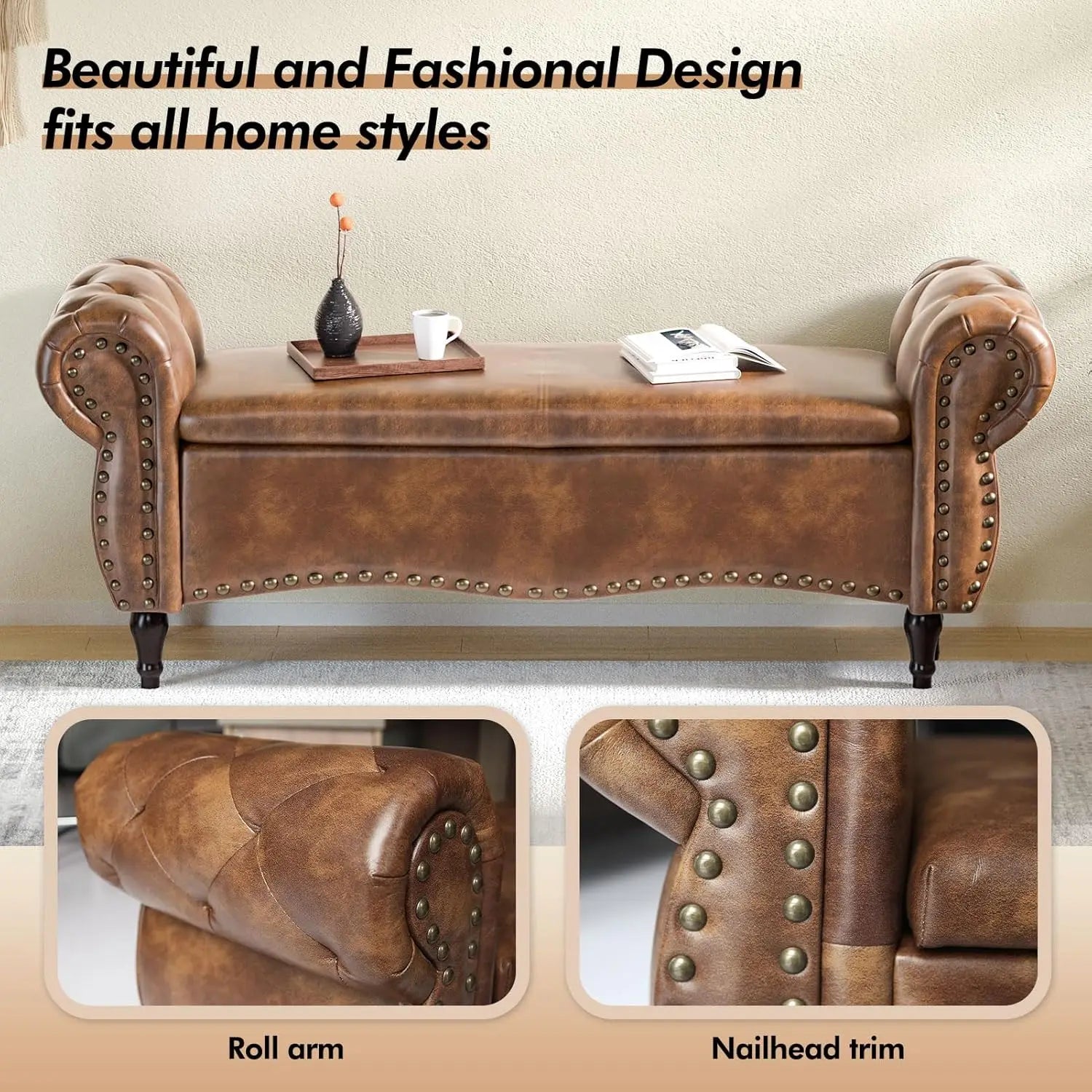 51" Storage Ottoman Bench