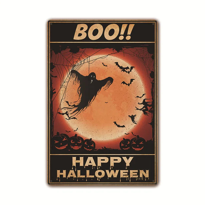 Retro Halloween Tin Painting