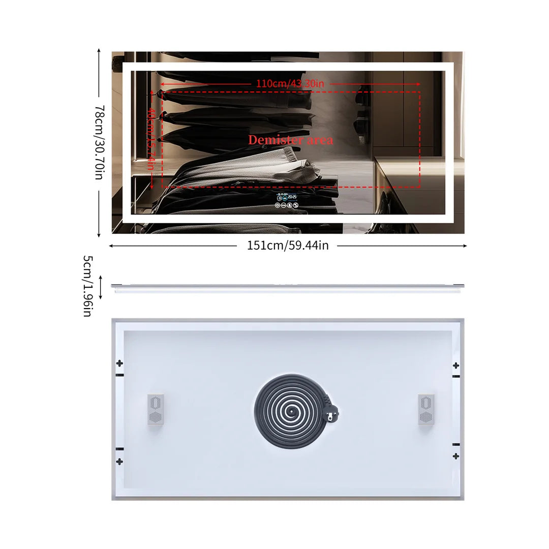 Illuminated Bluetooth Bathroom Mirror
