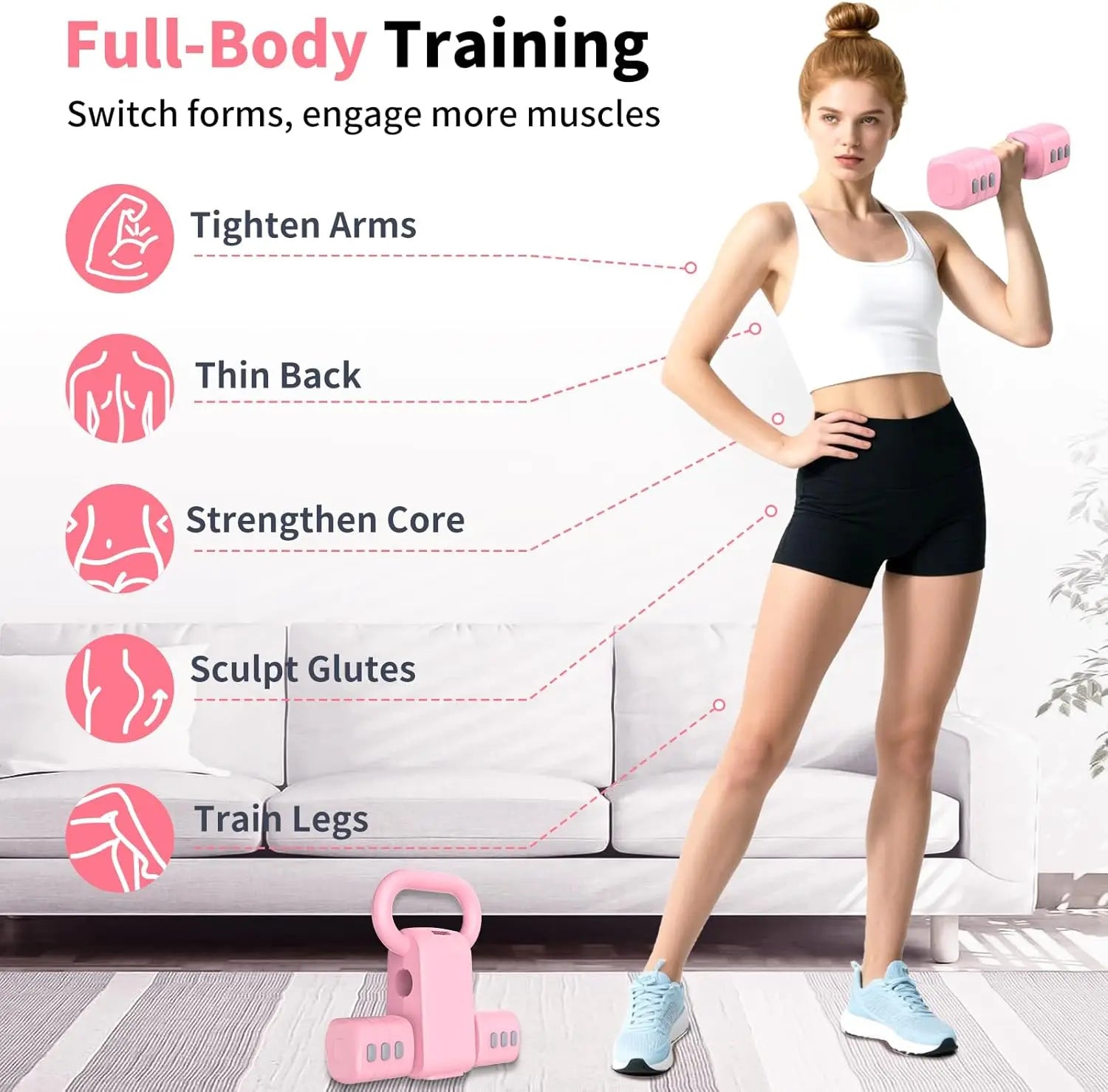 Dumbbells Set w/Kettle Ball