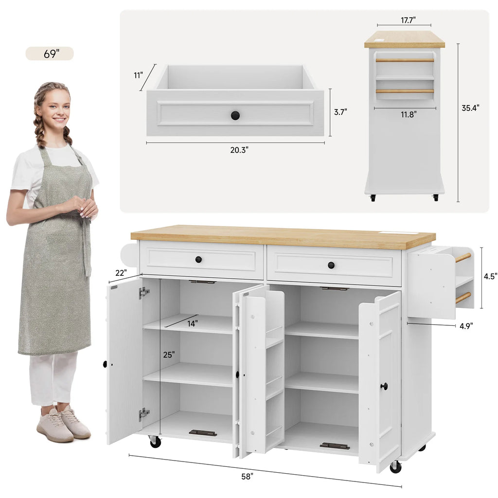 60" Mobile Kitchen Island