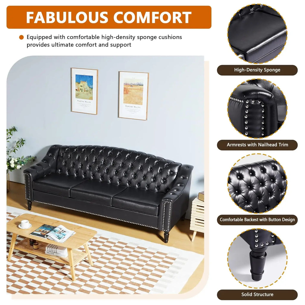 80" Large Leather Couch