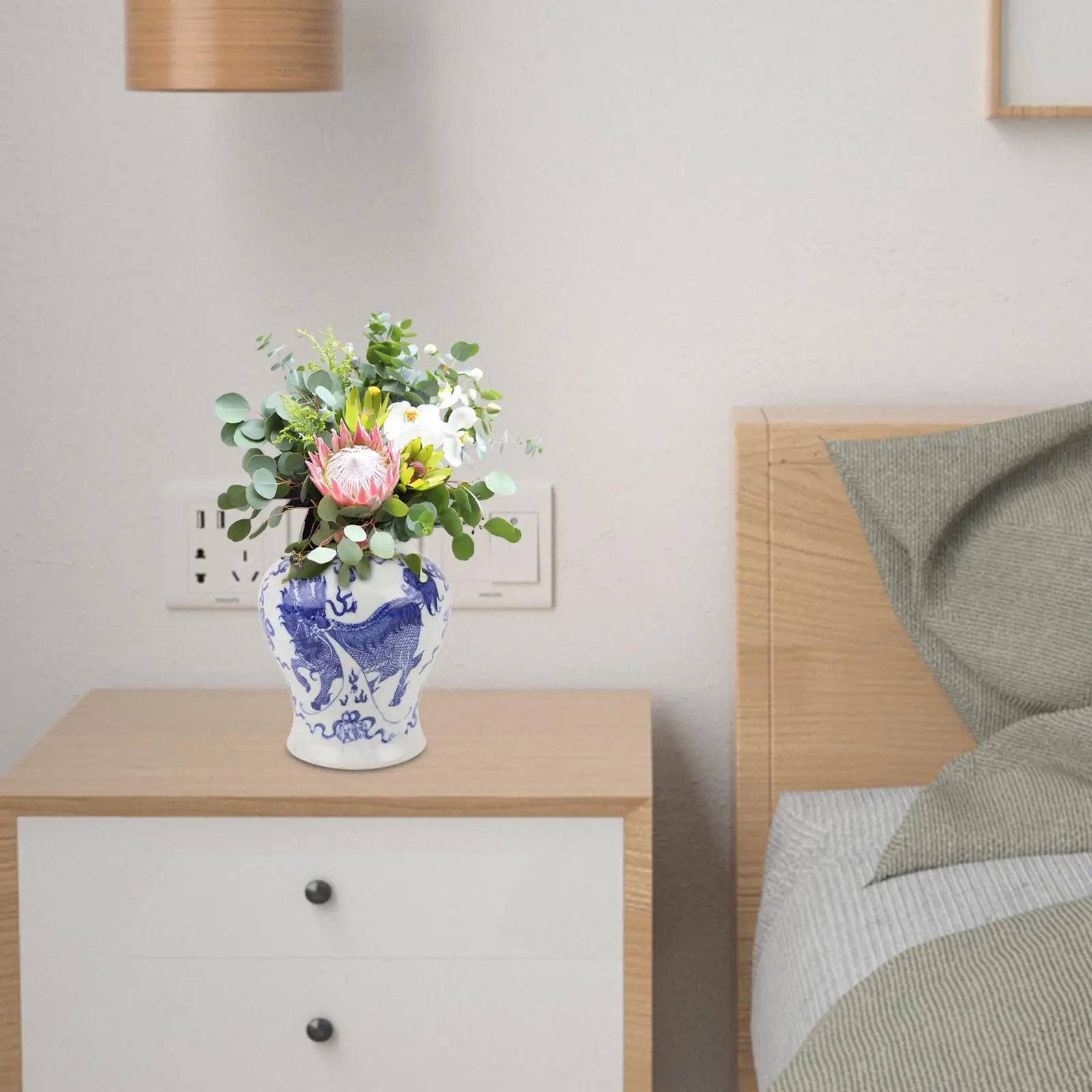 Blue and White Ceramic Storage Jar