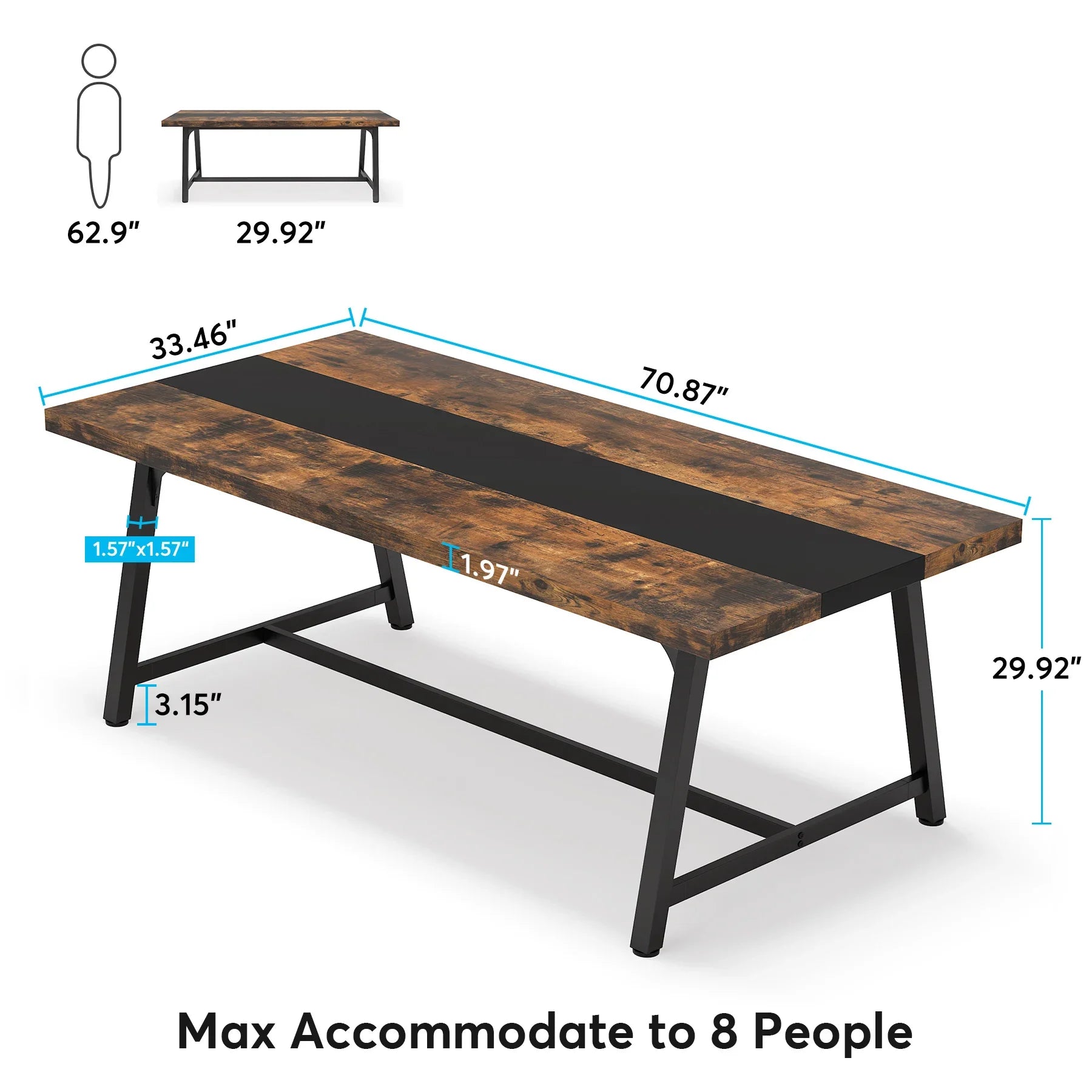 Wood Dining Table for 8
