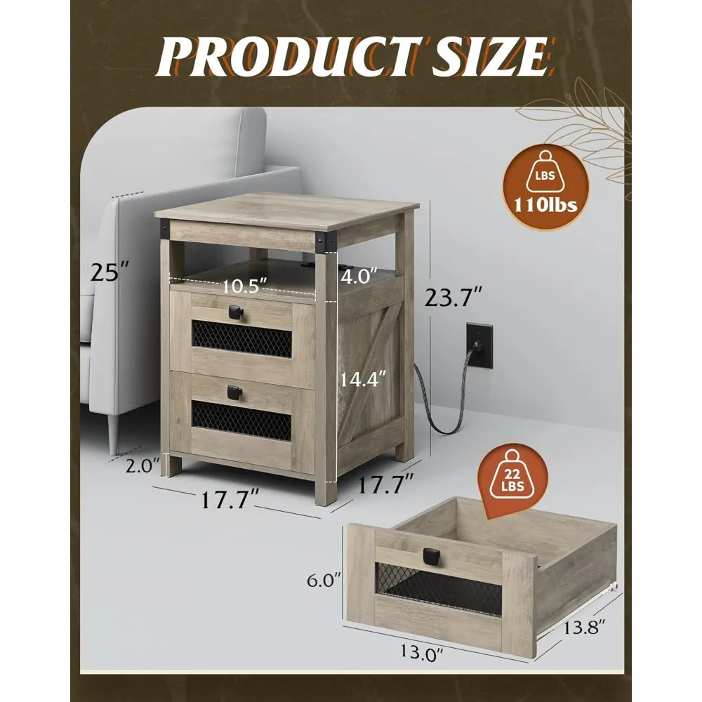 Side Table with Charging Station