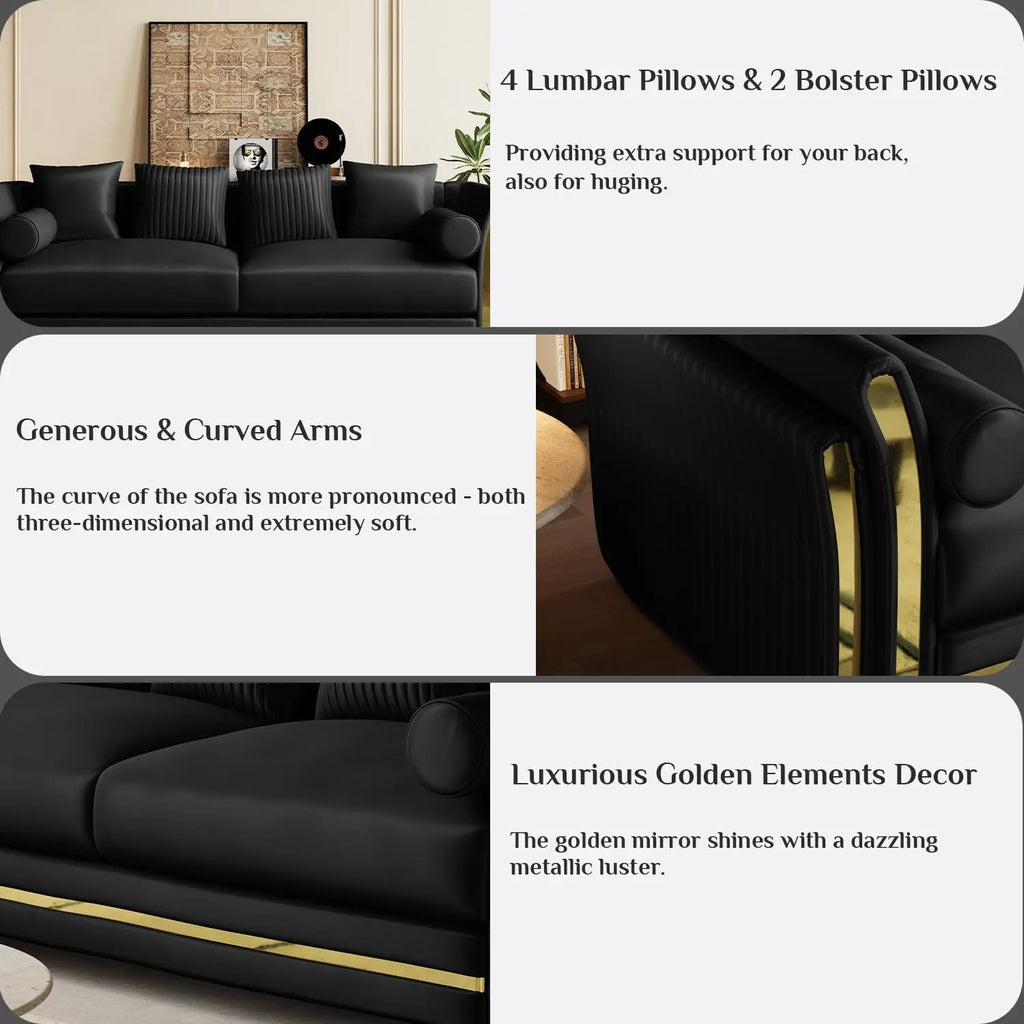 86.7" Luxury Velvet Tufted Sofa