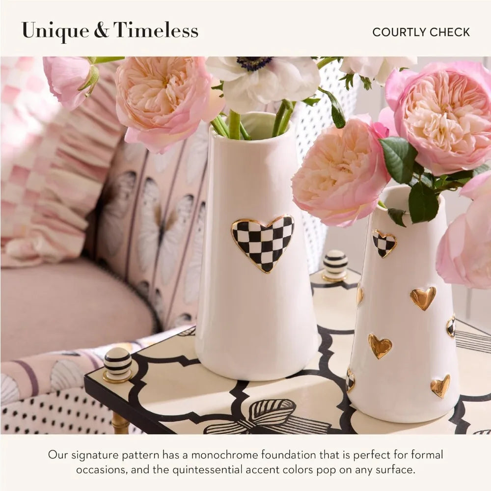 Short Black +White Ceramic Vase,