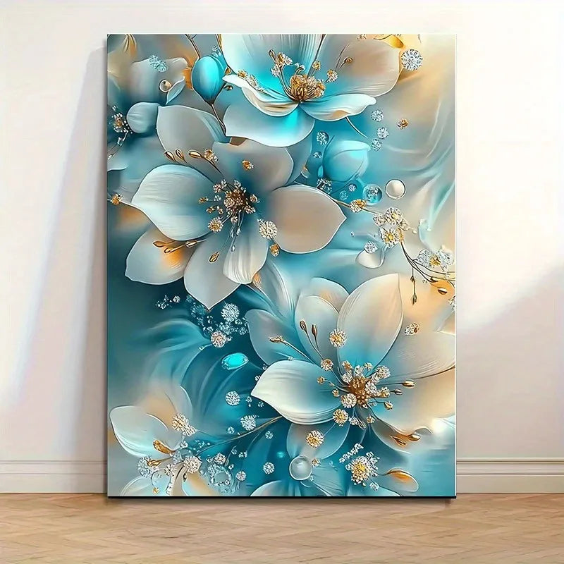 Oil Painting Serene Blue and White Flowers