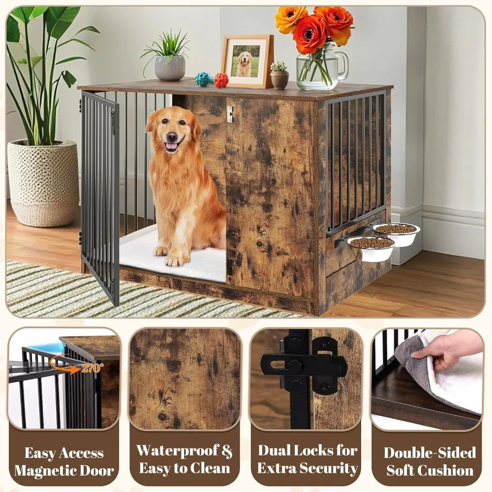 Crate Furniture with Cushion for Dogs,