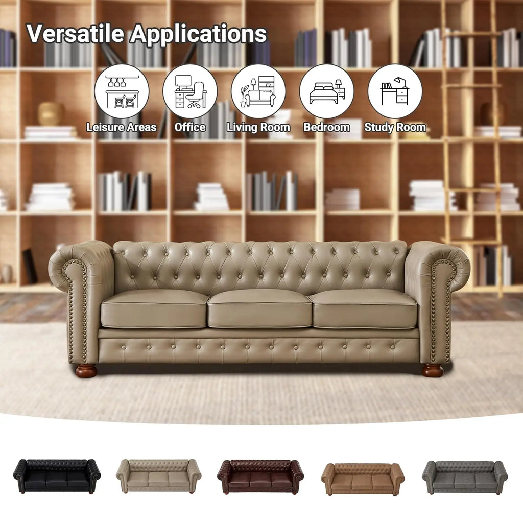 Leather Sofa with Nail head Trim