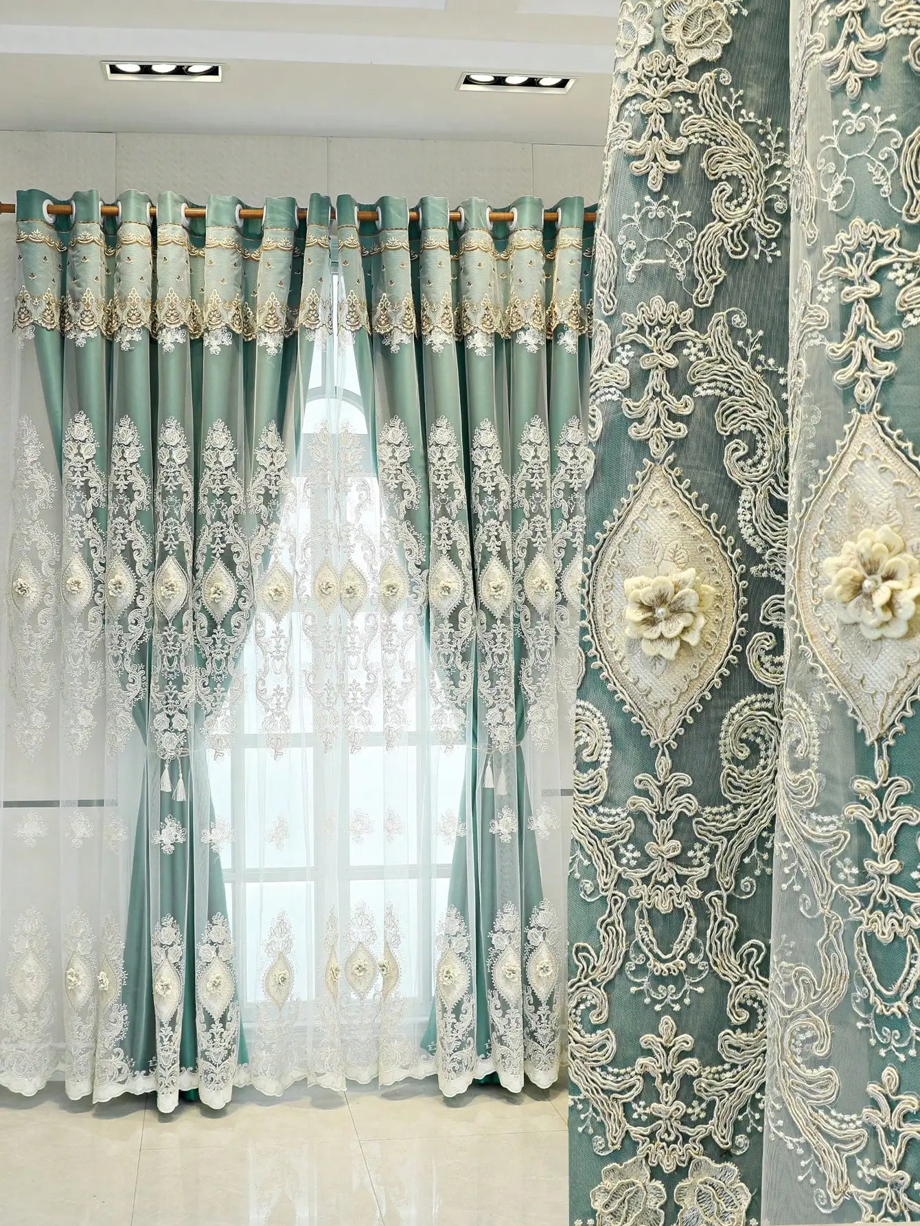 1PC embroidered curtains