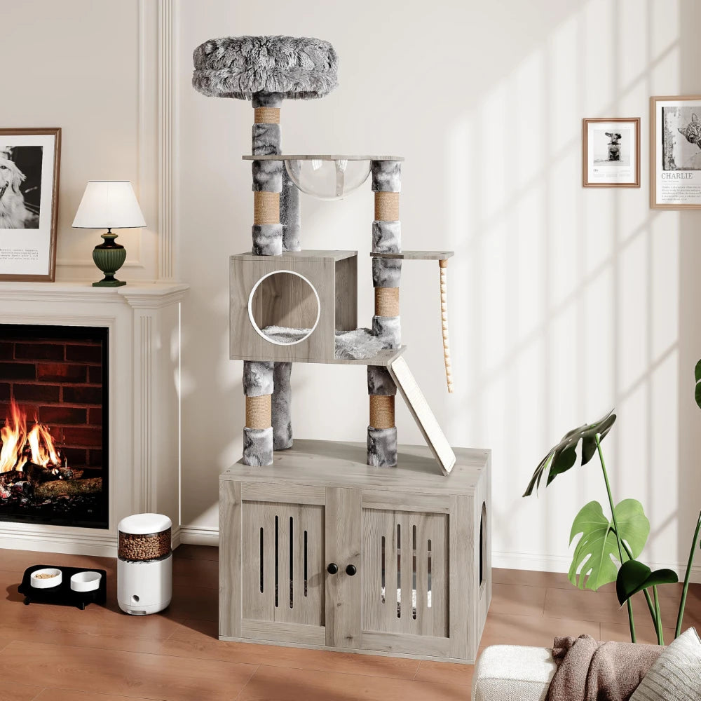 Cat Tree With Litter Box Enclosure