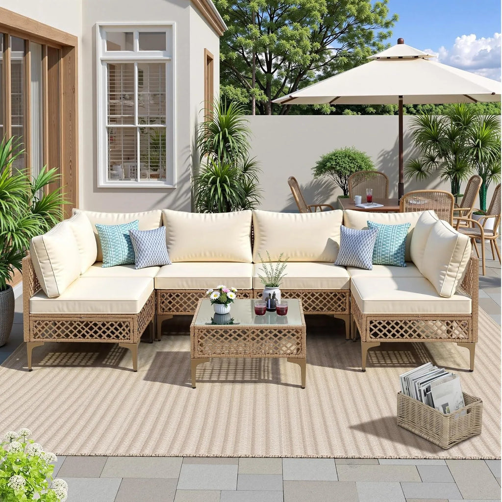 7 Piece Outdoor Wicker Patio Set