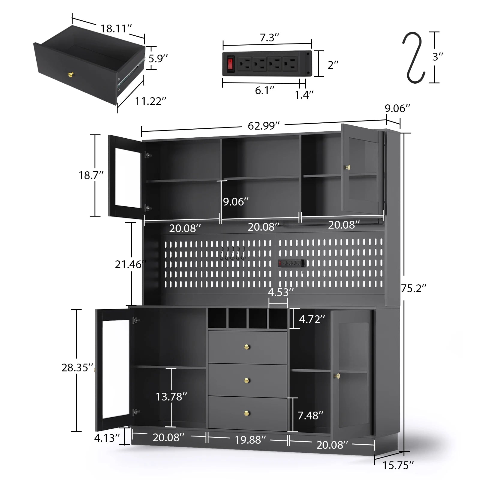 Buffet Hutch w/Pegboard