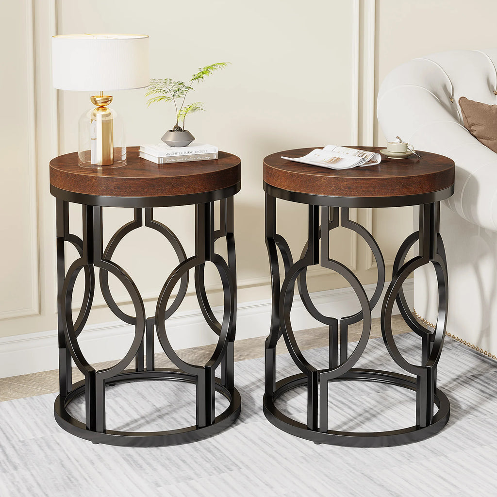 Side Table with Metal Hollow Frame
