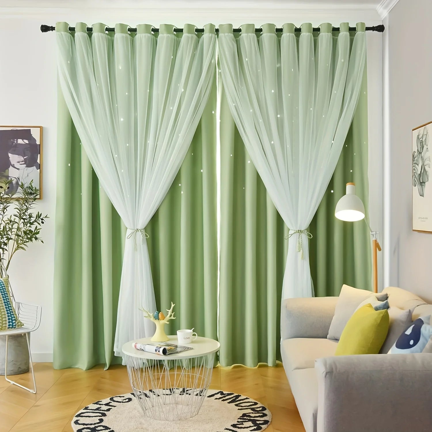 2 Pc Sheer Princess Blackout Curtains