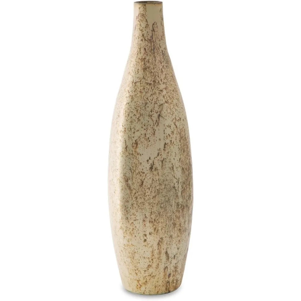 Tall Chrome Metallic Glass Vase -