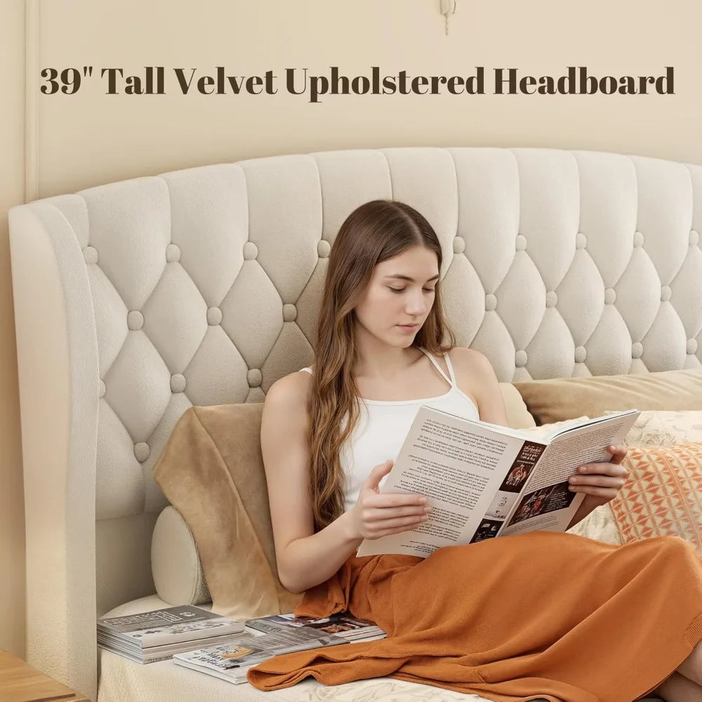 Sleigh Bed w/Wingback Headboard