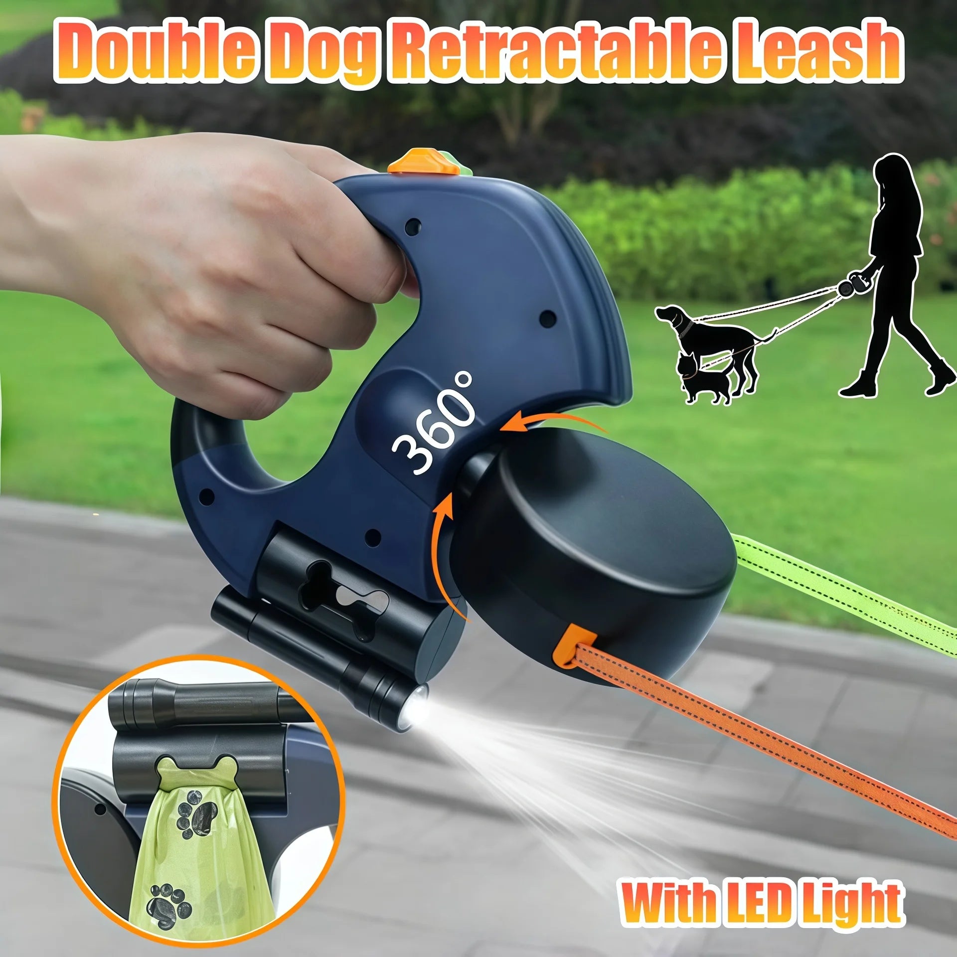 Retractable Double-Ended Dog Leash