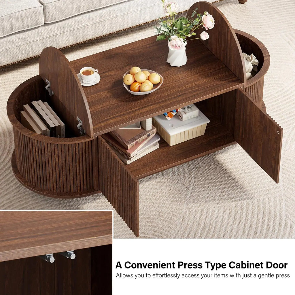 Oval Coffee Table with Storage