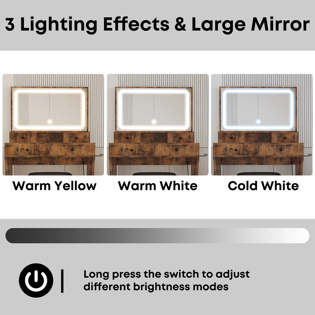 Vanity Desk with LED Lighted Mirror