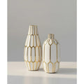 White Gold Honeycomb Vase Set
