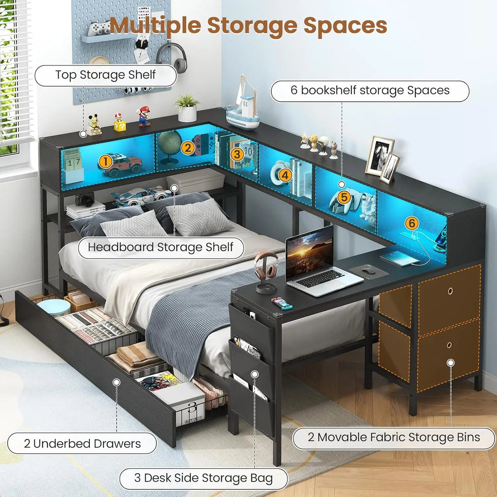 Twin Corner Bed with Desk