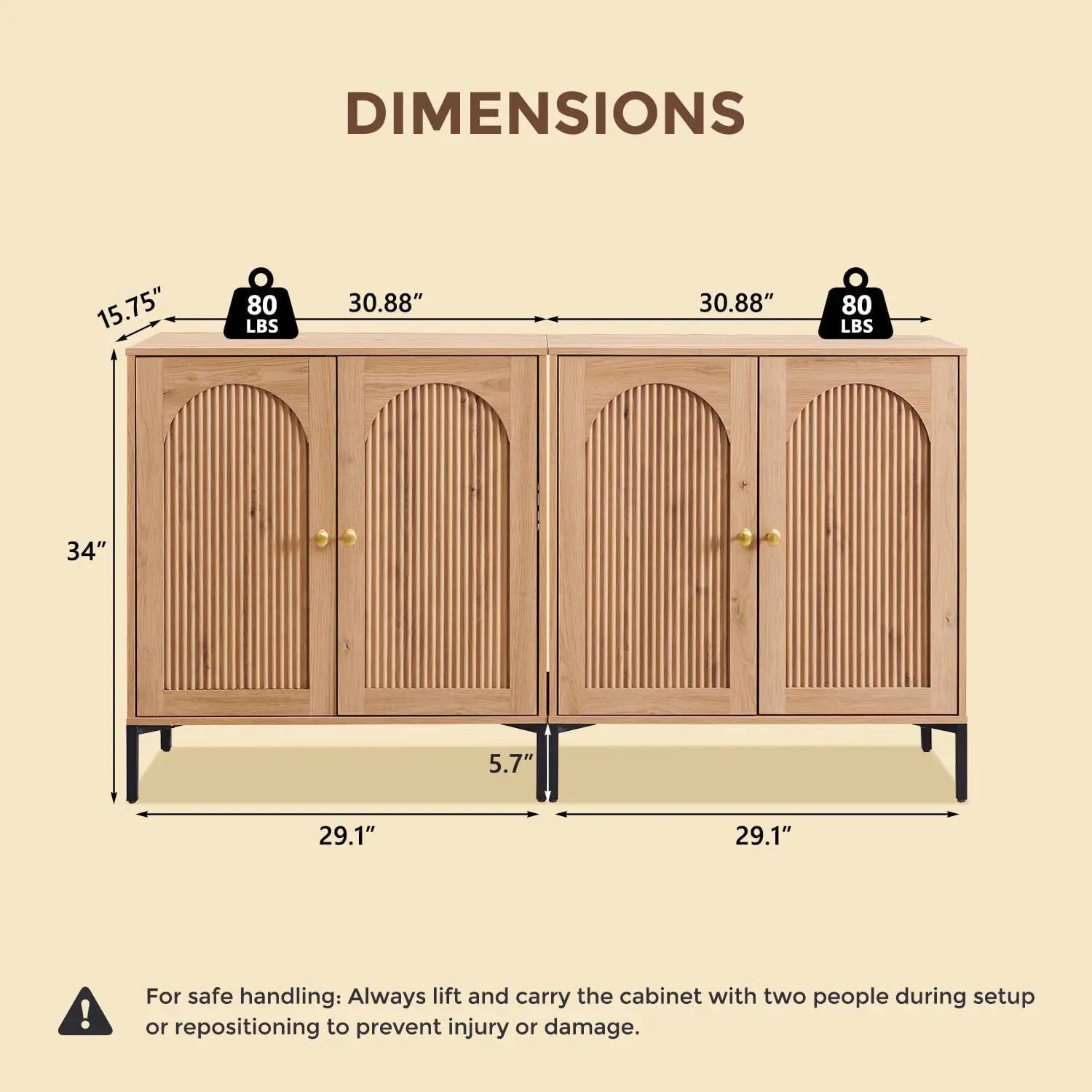 Fluted Arched Buffet Cabinet