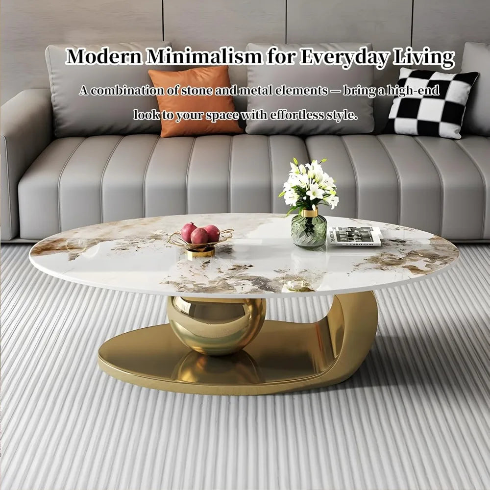 Marble Coffee Table w/Gold Base