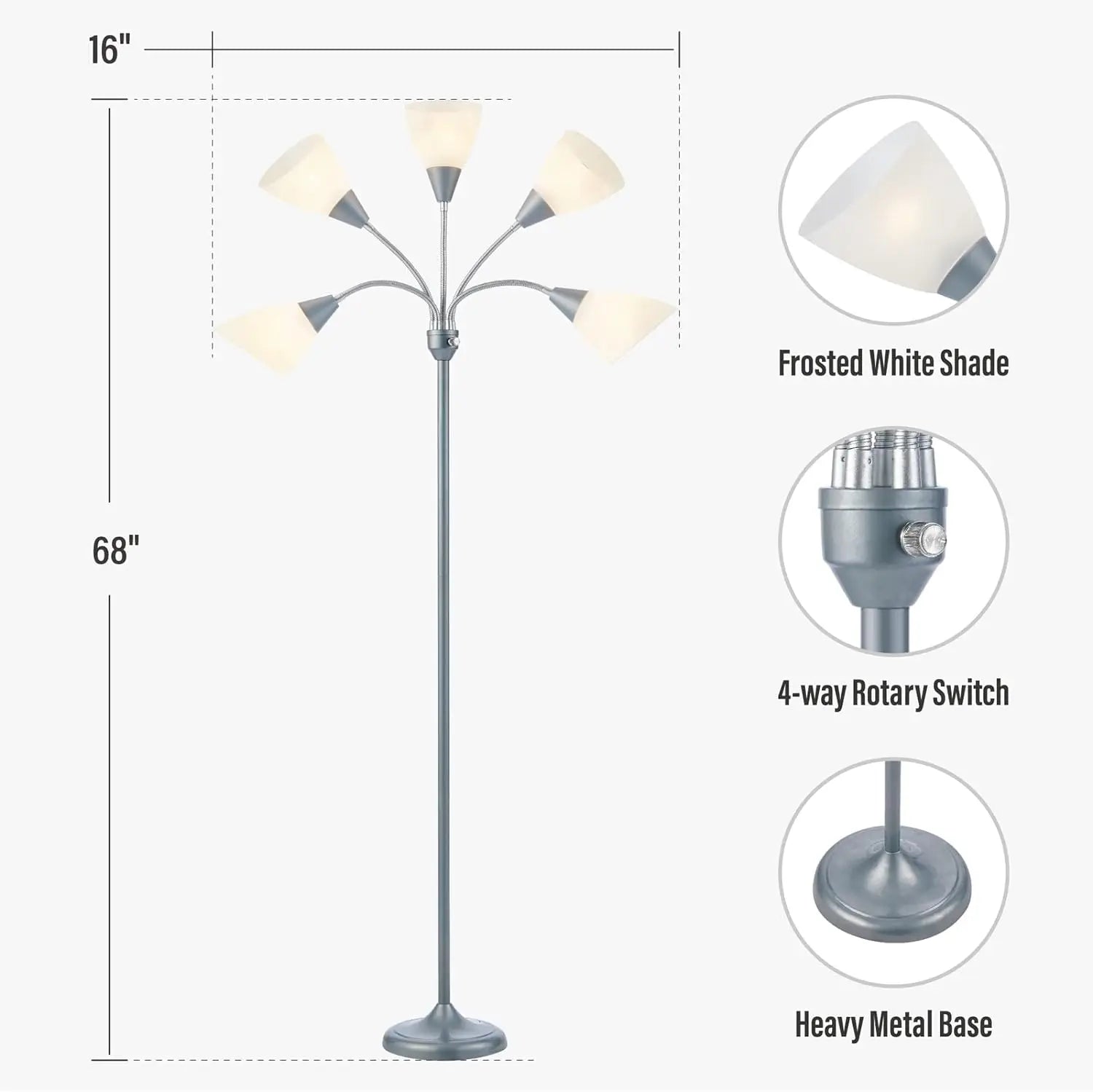 5-Head Adjustable Floor Lamp