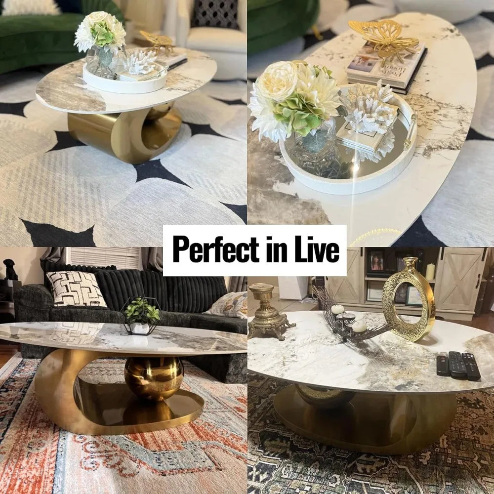 Marble Coffee Table w/Gold Base