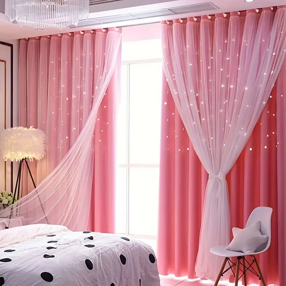 2 Pc Sheer Princess Blackout Curtains