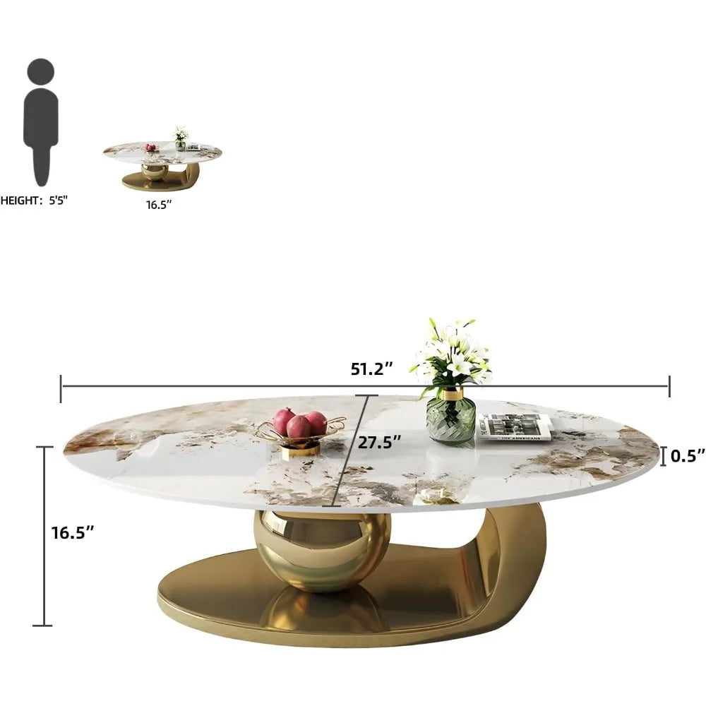 Marble Coffee Table w/Gold Base