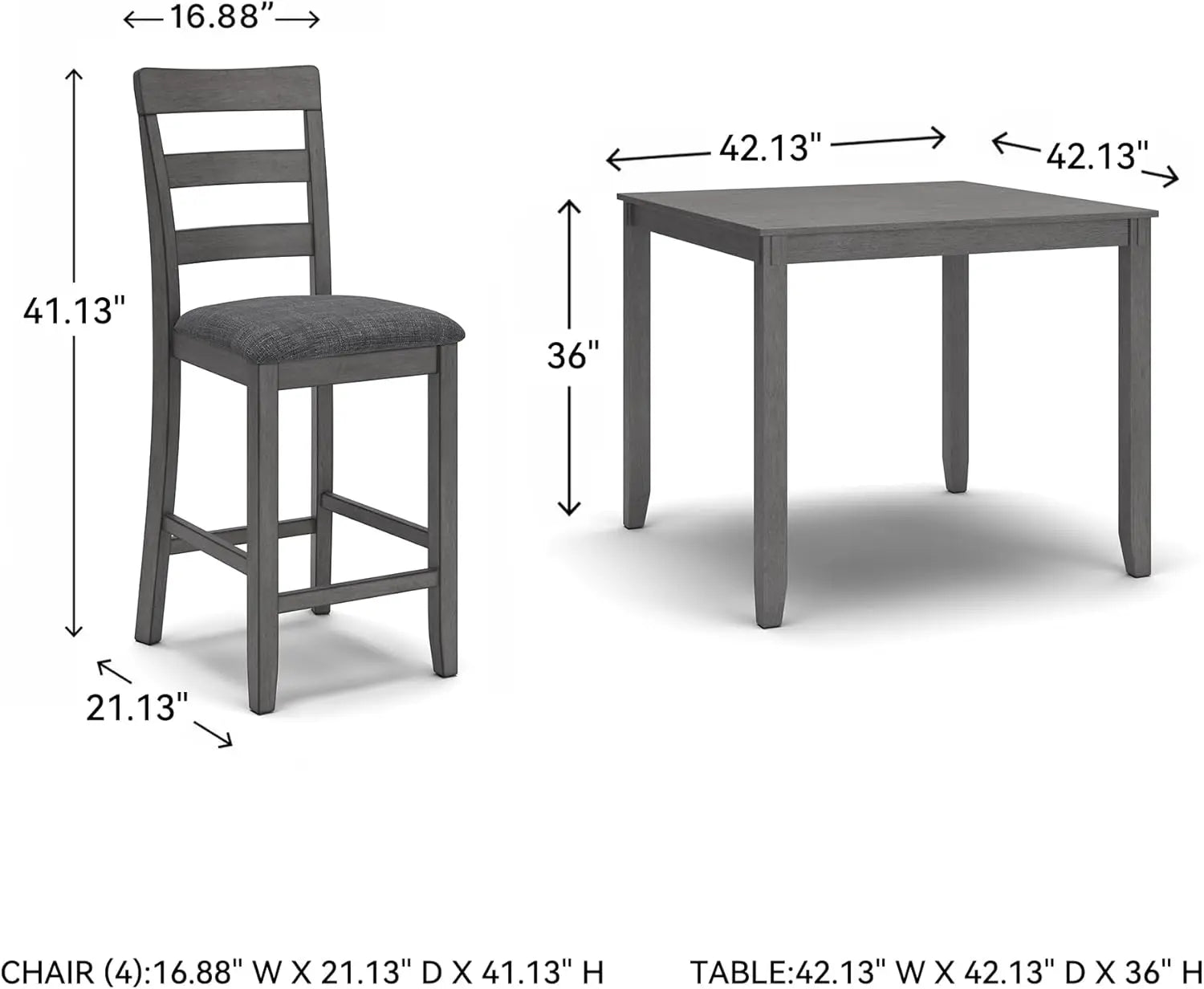 Gray Wood Dining Set w/table