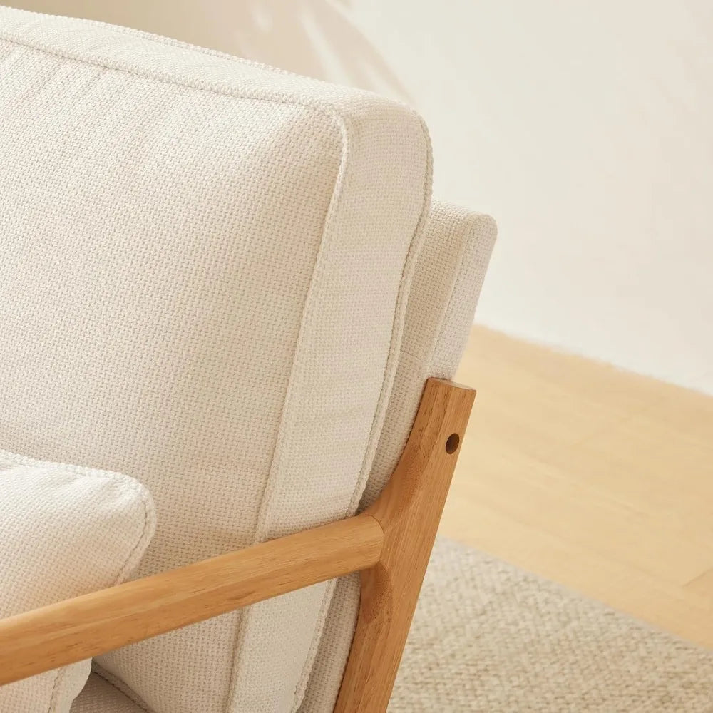 Beige Wood Accent Chairs Set of 2