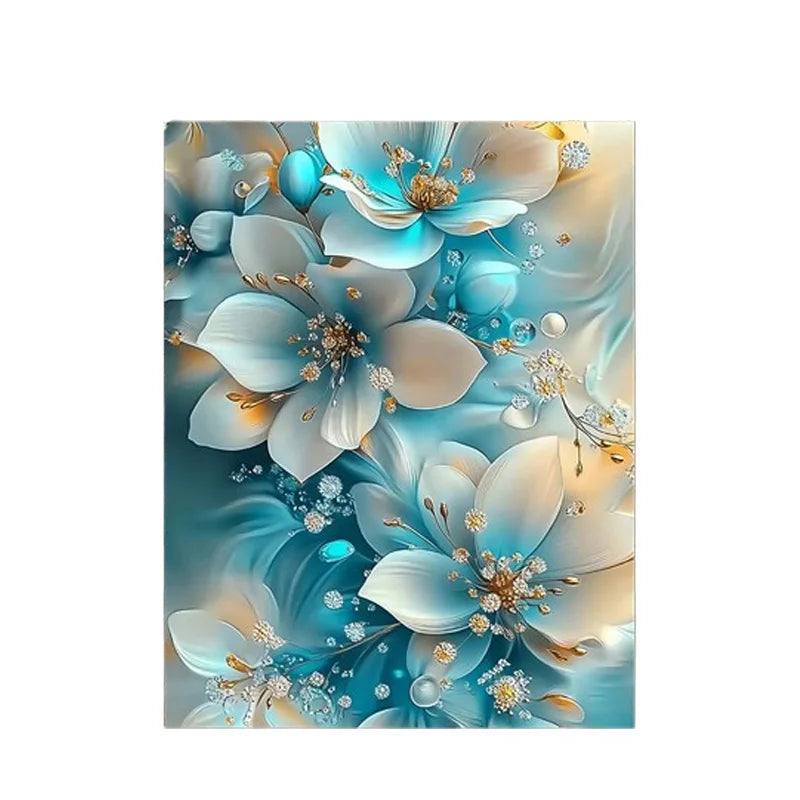 Oil Painting Serene Blue and White Flowers