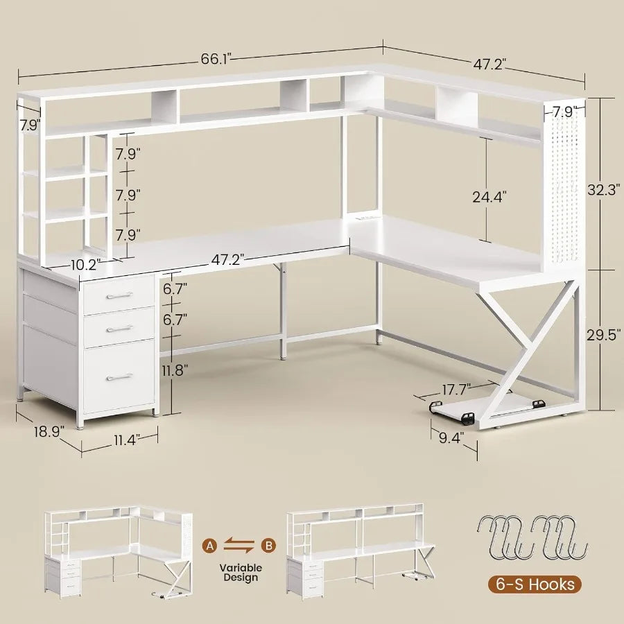 L Shaped Desk w/Power Outlet