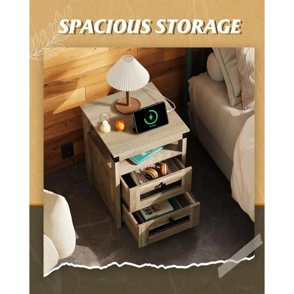 Side Table with Charging Station