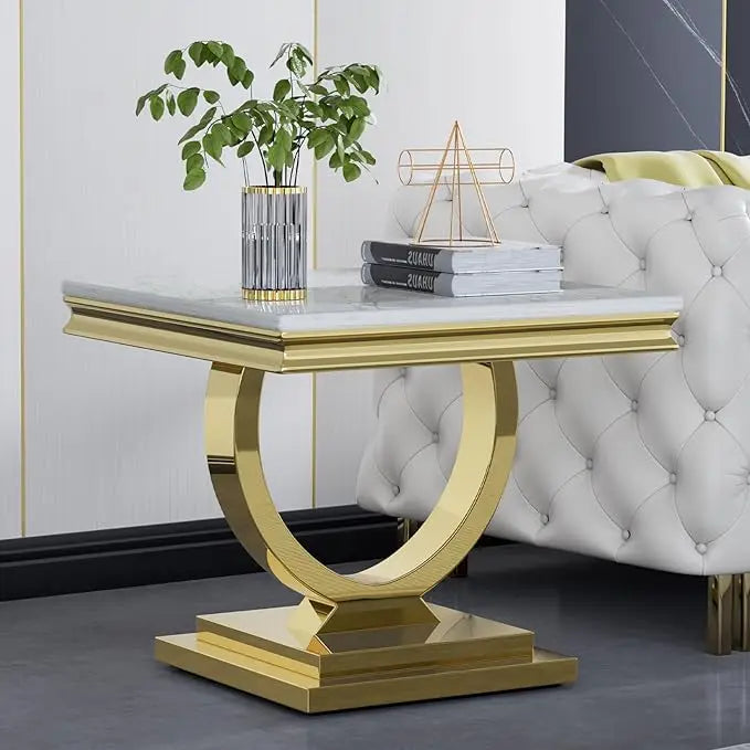 Table with Silver Mirrored Finish U-Shape