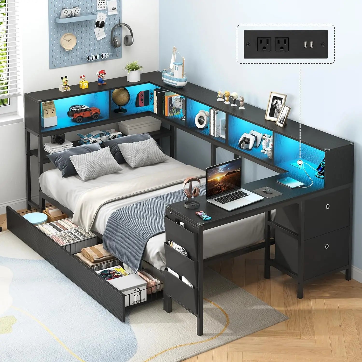 Twin Corner Bed with Desk