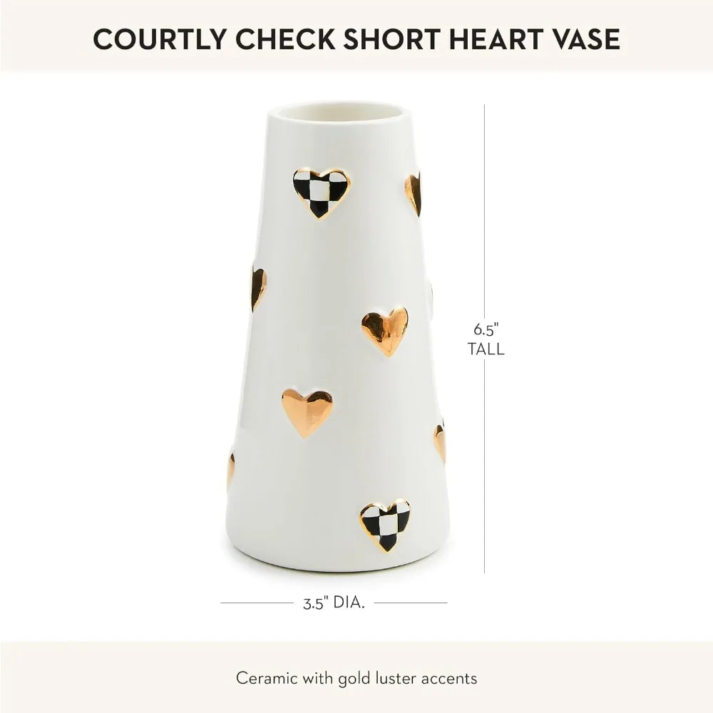 Short Black +White Ceramic Vase,