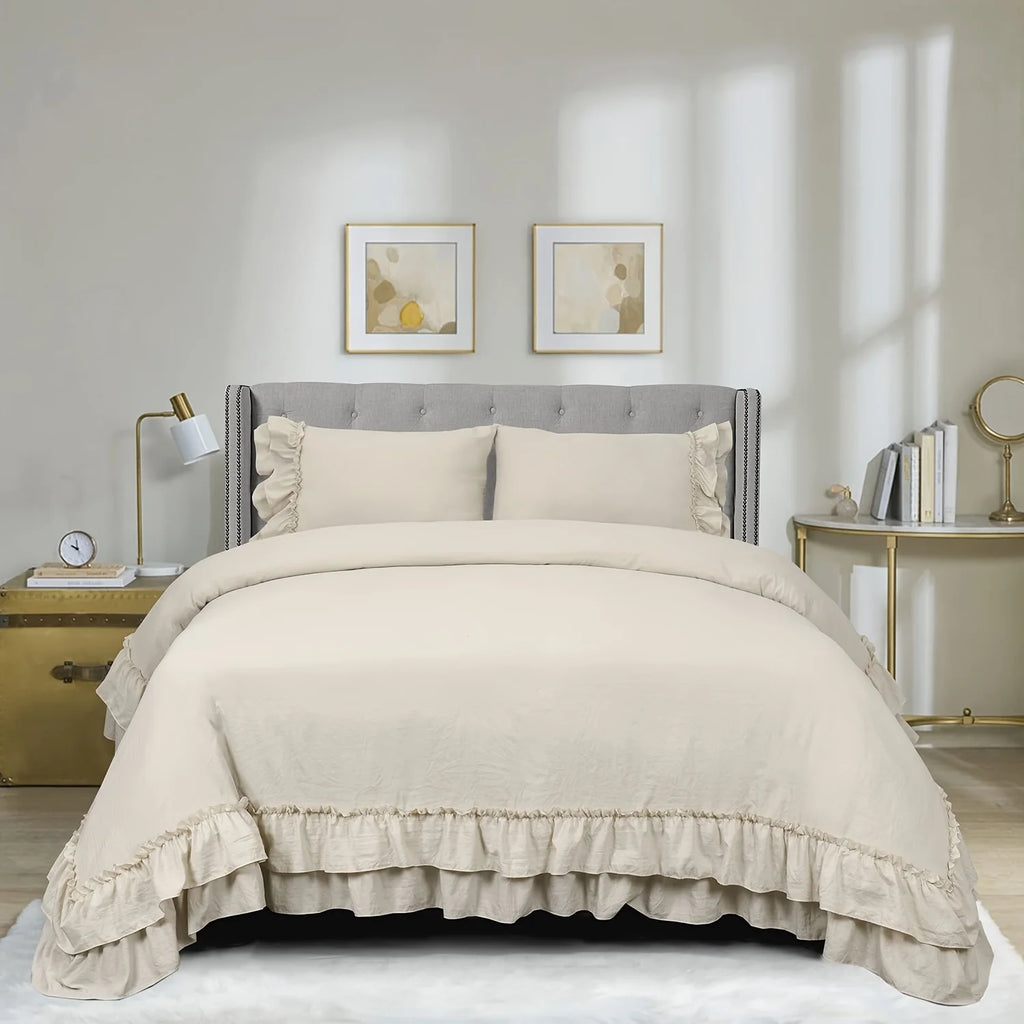 3 Piece Ruffled Duvet Cover Set