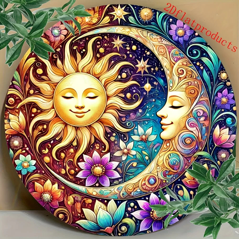 Wall Art Sun/Moon Metal Decor