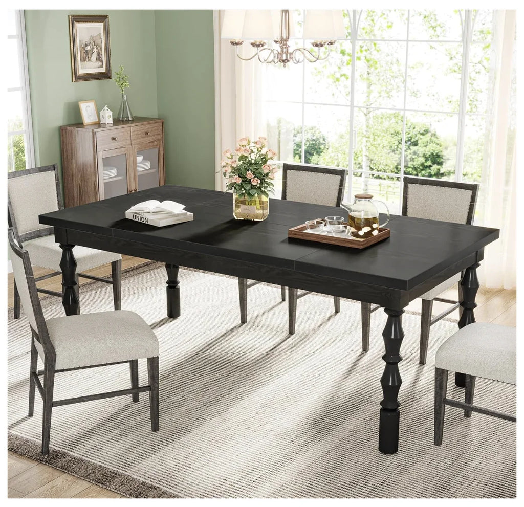 Wood Black Table for 4-6 People