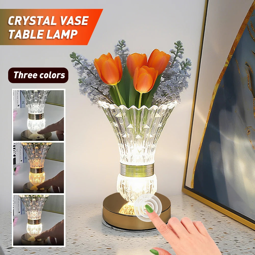 Crystal LED Vase Lamp/Night Light