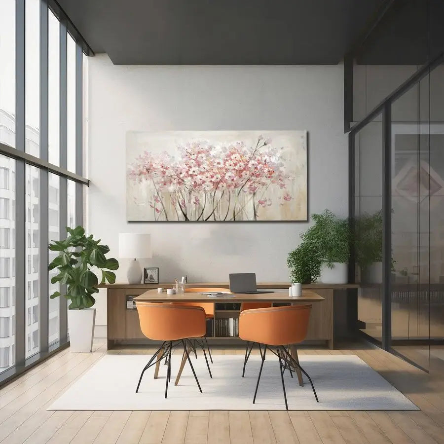 White Floral Oil Painting Canvas