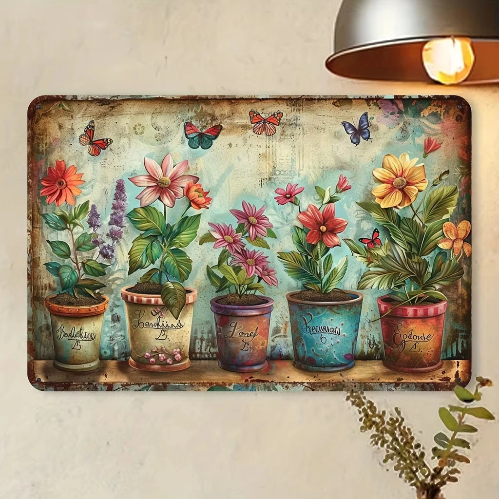 12x8 Inch Floral Heavy Iron Wall Art