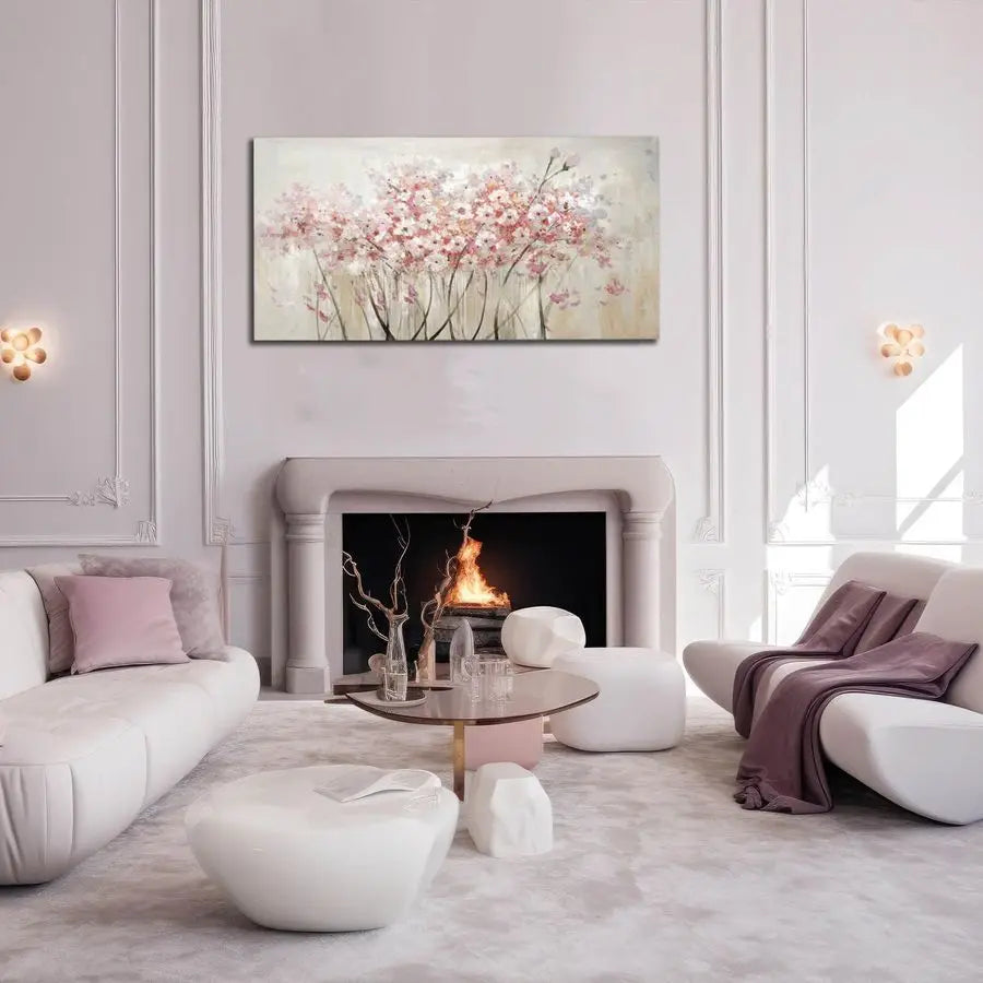 White Floral Oil Painting Canvas