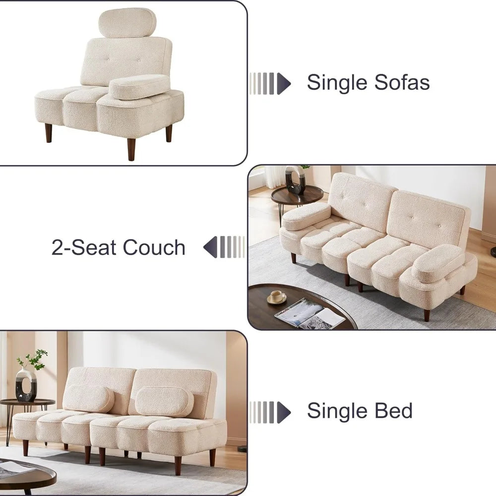 Sherpa Fabric Sleeper Sofa