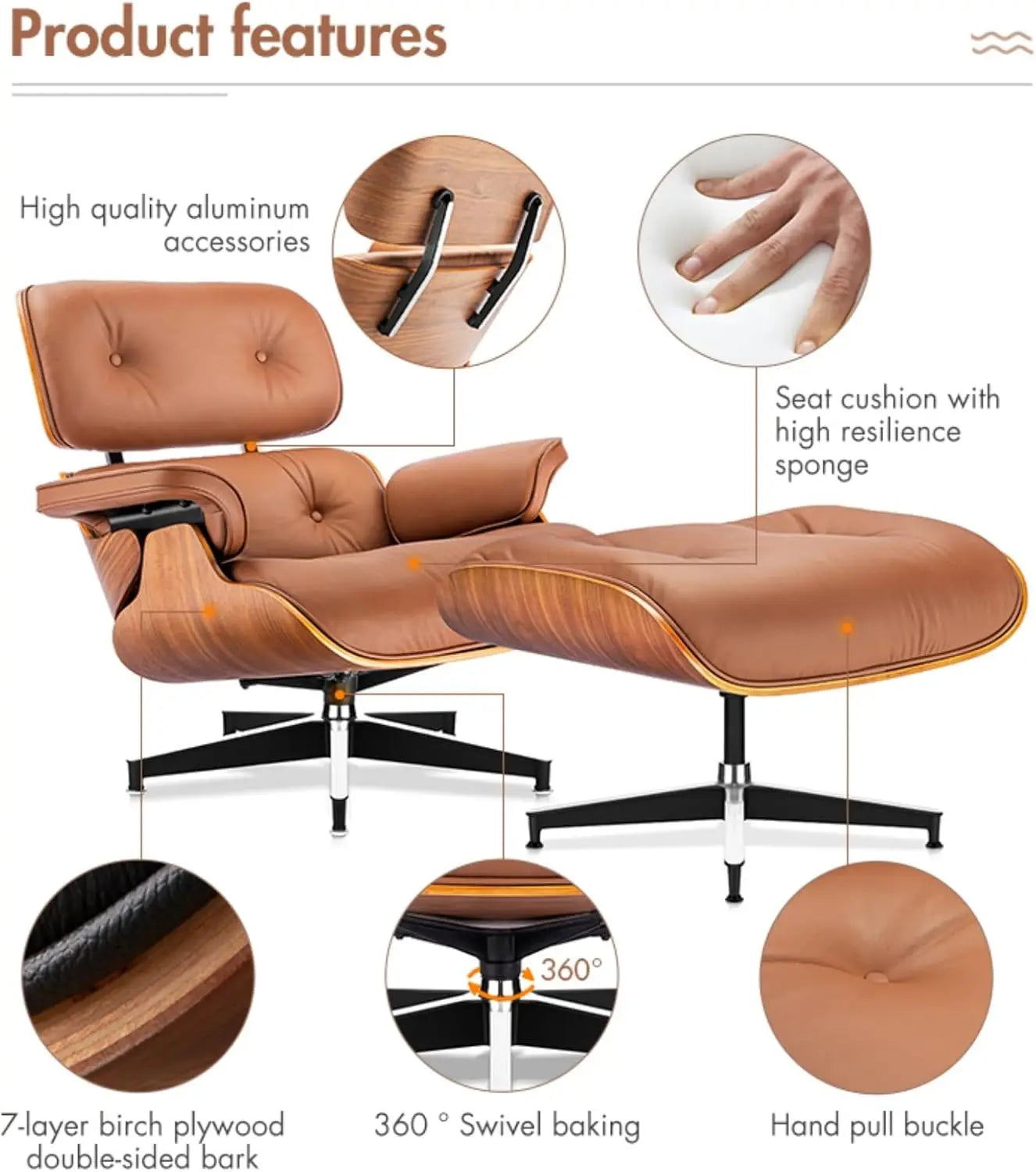 Chaise Lounge Chair with Ottoman